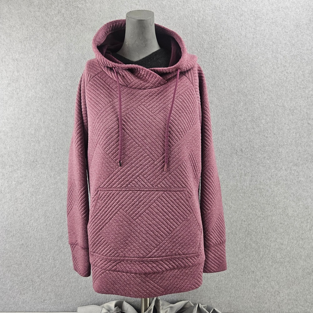 GREENTEA | Womens M Purple Oxford Quilted Cowl Neck Hoodie Sweatshirt